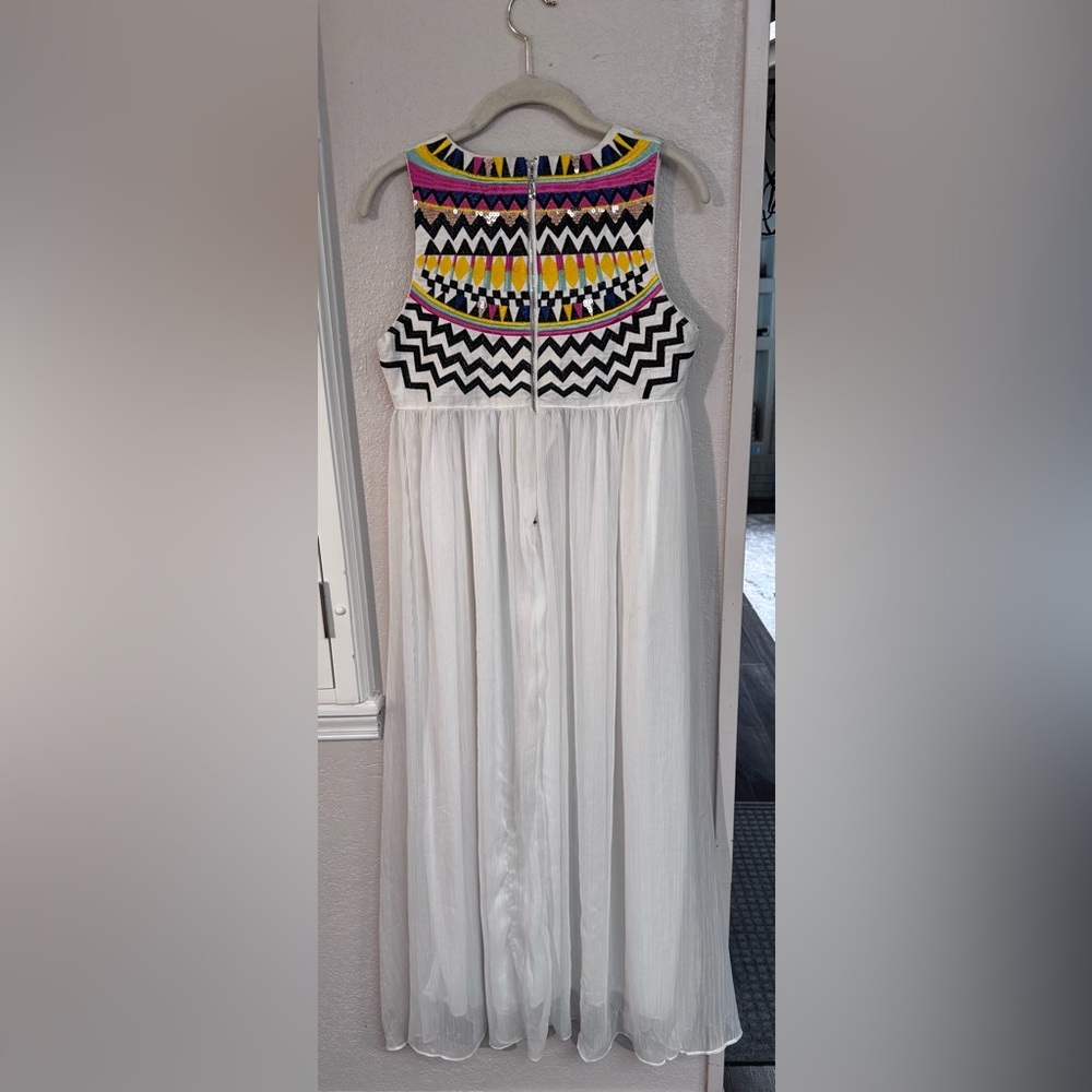 White Pleated A-Line Maxi Dress Resort Wear - Picture 6 of 6